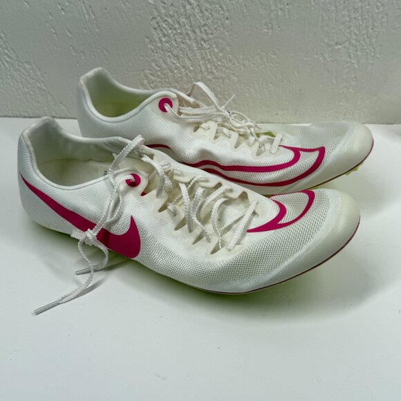 Nike Zoom Ja Fly 4 Sprint Track Spikes White Pink Volt Track & Field Size 14 - Picture 2 of 7